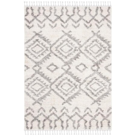 Safavieh 10 x 14 ft. Berber Fringe Shag Power Loomed Rectangle Area Rug; Cream & Grey BFG611A-10